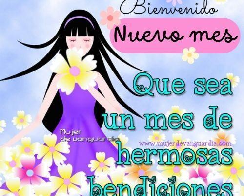 Mujer con flores y palabras de bendición