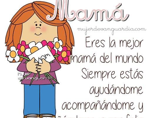 Niña con flores saludando a su madre